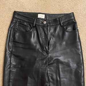 Wilfred Faux Leather Black Wide Leg Pants